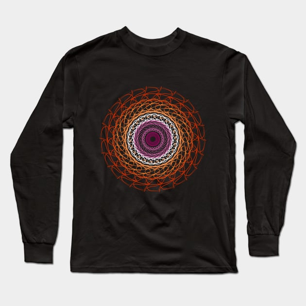 Lesbian Flag Kaleidoscope Long Sleeve T-Shirt by CipherArt